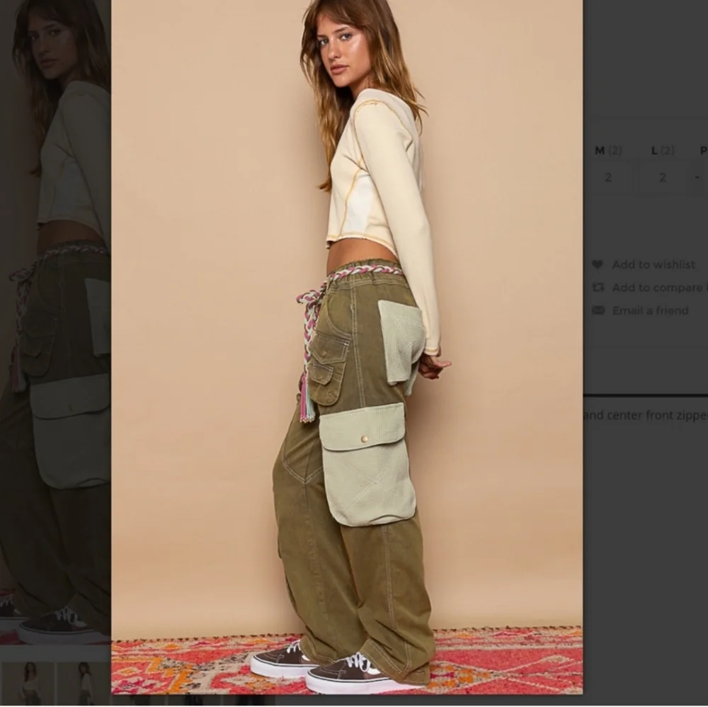 POL Twill and Thermal Cargo Pants with Mixed Fabric Pockets pants - Picture 2 of 12